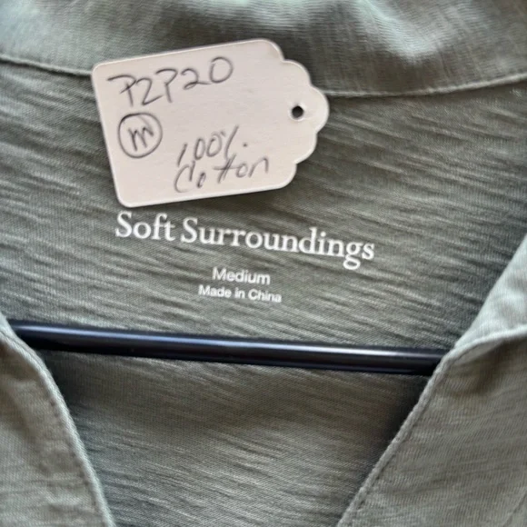 Soft Surroundings Sage Button Down Shirt Medium NWOT - Picture 6 of 6